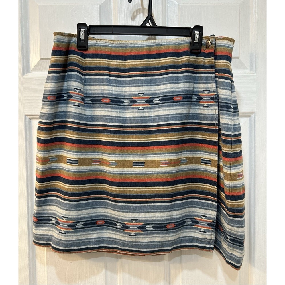 Jones New York 100% Linen Wrap Skirt Size 16W Southwestern Aztec Festival Mini